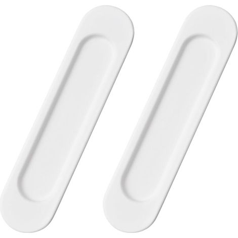 Lntyq Lot de 2 poignées de porte coulissante ovales auto-adhésives en alliage d'aluminium blanc chaud sans perforation pour porte de grange coulissante, fenêtres, armoires / 15 cm