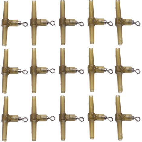 15 manchons anti-emmêlement coudés latéraux avec émerillon pour hameçons à carpe, montage hélicoptère pour la pêche à la carpe (1/5)