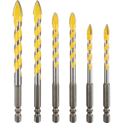 Jeu de 6 Forets Diamant Carrelage, Foret Carbure de Tungstène pour Céramique, Carrelage, Verre, Béton et Bois (6/8/10/12mm) avec Pointe Centrée pour Perçage Précis (1/5)