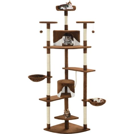 vidaXL Cat Tree with Sisal Scratching Posts 203 cm Brown and White (1/5)
