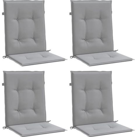Lot de 4 coussins de chaise de jardin – Anthracite – Dossier bas – Tissu résistant (1/5)