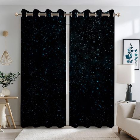 140x260cm Rideaux occultants Nuit étoilée pour Chambre Bleu foncé Univers Spatial Galaxie étoiles Rideaux de fenêtre Rideaux pour garçons Enfants décor de Salon - 140L X 260H cm (2 Panneaux) (1/5)