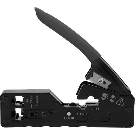 Crystal-head wire cutter for CAT-5, CAT-6, and CAT-7 (black), RJ45 CAT 7 cable stripper, wire stripper pliers (1/5)