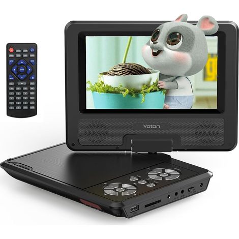 Lecteur DVD Portable Voiture 9,5" avec Écran Pivotant HD 7,5", Batterie Rechargeable 4-6h, Compatible USB/SD/Synchro TV, Haut-parleurs Stéréo + Chargeur Inclus - Idéal pour Enfants et Voyages (1/5)