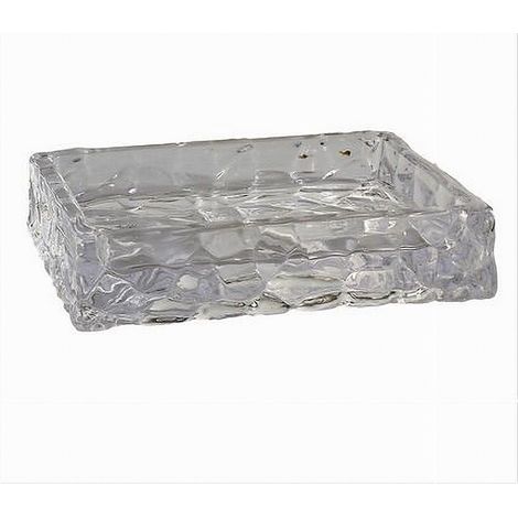 Cleafe - Piatto Porta Sapone Saponetta Vetro Trasperente Effetto Sassi Arredo Bagno 10364 - (1/2)