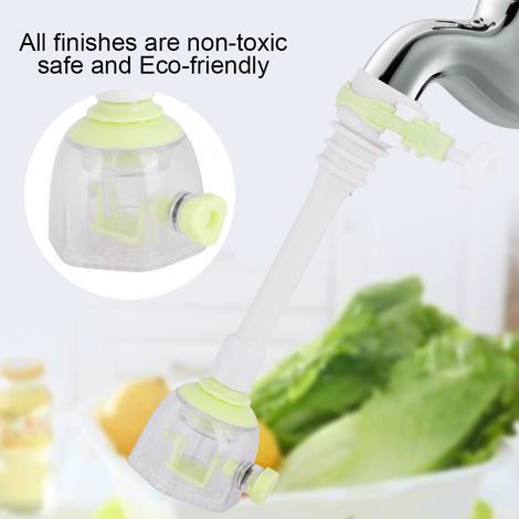 Robinet de cuisine extensible et anti-éclaboussures, 18 cm, vert, avec rallonge amovible pour économiser l'eau et jet d'eau. (1/5)