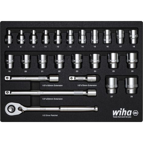 Wiha Ratschenschlüssel Set 1/2" 25-tlg. in Schaumeinlage (44740)