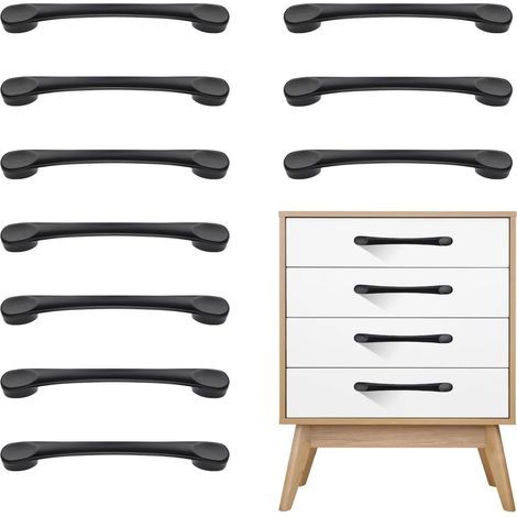 Poignee de Meuble Cuisine, Poignée Meuble, 10 Pièces Métal Noir Poignet de Porte Cuisine Antirouille pour Placards Tiroir Porte (Distance des Trous de 96mm) (1/5)