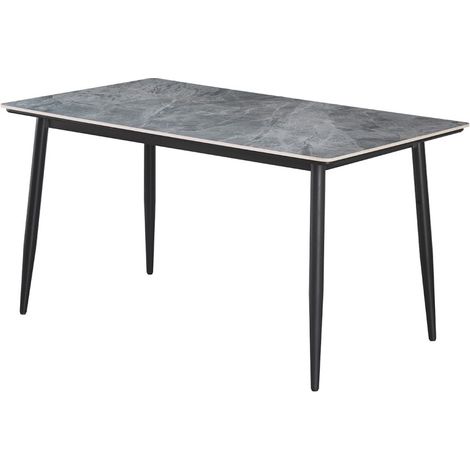 Tavolo da pranzo GRANVIA – 140x80 cm effetto ardesia e gambe in metallo