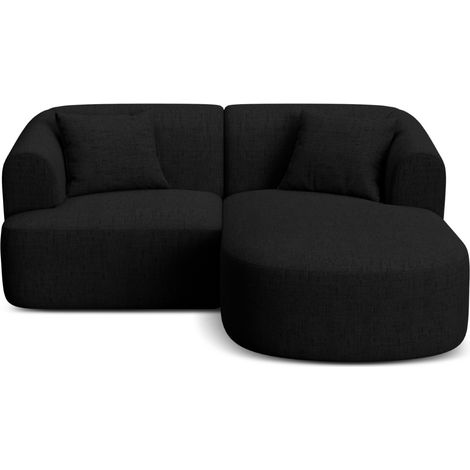 Canapé d'angle droit modulable 3 places en tissu structurel noir (1/5)