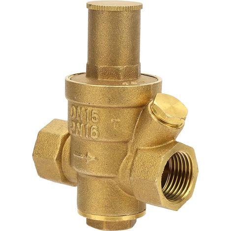 Water Pressure Regulator, DN15 1/2 Inch Adjustable Reducer Brass Water Reducing Valve for RV Garden Hose 3.3 x 2.6 inches (1/5)