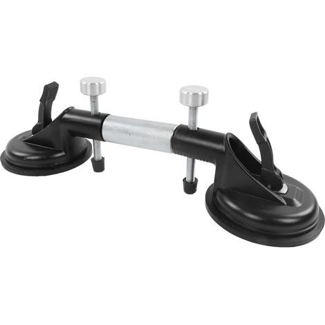 Ventouse à 2 Ventouses Réglable en Angle avec Patins en Caoutchouc pour Verre, Bois, Céramique - Diamètre 123 mm, Noire (1/5)