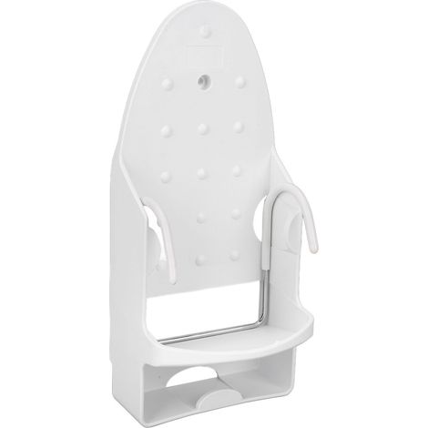 Elektrischer Bügeleisenhalter, hitzebeständig, 2-in-1-Wandhalterung mit Bügelbrett und Haken für Bad und Zuhause, Weiß (1/5)