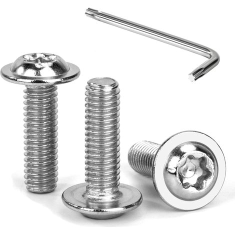 30 Pièces Vis à Tête Bombée Torx avec Bride M6 x 20 mm Vis à Six Pans Creux en Acier Inoxydable A2 V2A Boulons à Tête Hexagonale avec Clé T30 Filetage Complet (1/5)