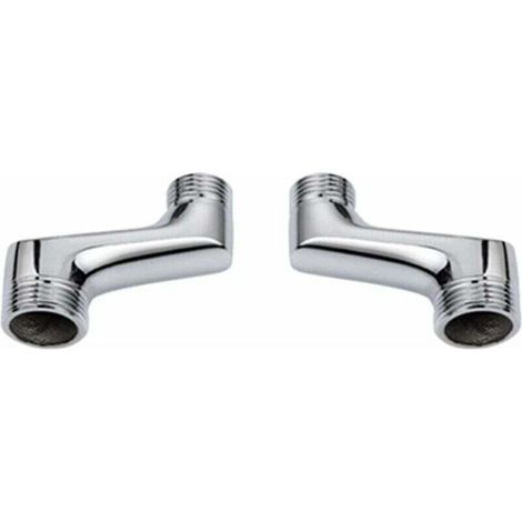 [NEVER USED] 2-piece countertop angled shower fitting, brass elbow reducer, adjustable swivel arm, wall-mounted countertop angled connection, offset 1/2" to 3/4" connection, Chrome A