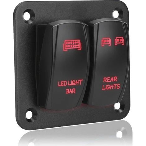 Wippschalter-Bedienfeld, 2/3-Positionen-Wippschalter, 12 V/24 V, Umbauschalter für Auto/Yacht mit LED-Leuchten - 2 Positionen rot - (1/4)