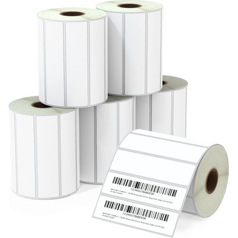 102 mm x 25 mm (4 in x 1 in) Perforated Multi-Purpose Thermal Labels Compatible with Zebra and other printers [6 Rolls/8250 Labels] (1/5)