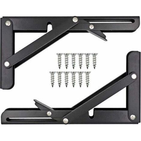 Neige-Equerre Pliable Etagere, XU,Tablette Murale Rabattable,Equerre Pliable Charge Lourde Consoles et Taquets pour éTagèRes Utilisé Destiné à éTabli, éTagèRe,8 Pouces - KZQ (1/4)