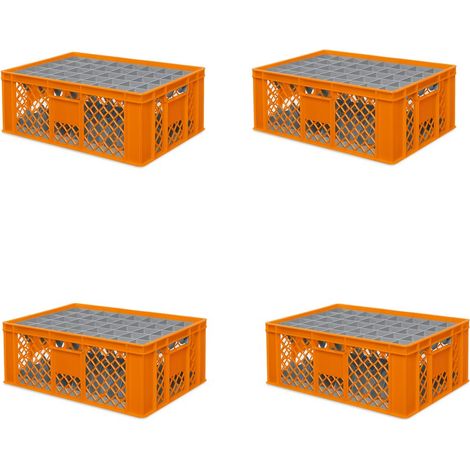 BRB 4x boîte en verre 600x400 mm 40 verres jusqu’à 205 mm de hauteur/diamètre 67 mm, orange