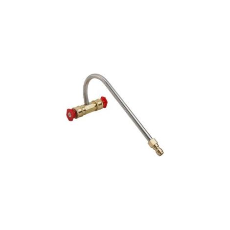 Accesorio limpiador de canalones para hidrolimpiadora con 4 boquillas, conexión rápida de 6,35 mm, presión nominal de 4000 psi, fabricado en latón y acero inoxidable.