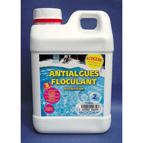 ANTIALGUES MULTI-ACTIONS : 2 ACTIONS = ANTIALGUES ET FLOCULANT  - BIDON DE 2 L