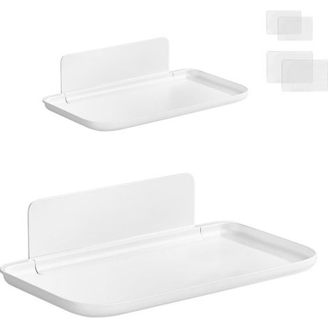 Étagères murales pliables - Installation sans perçage - Petites étagères auto-adhésives - Idéales pour ranger les petits objets - Lot de 2 (1/5)