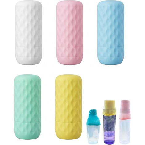 Leak-Proof Silicone Travel Sleeves - Pack of 5 Reusable Waterproof Bottle Protectors for Toiletries (1/5)