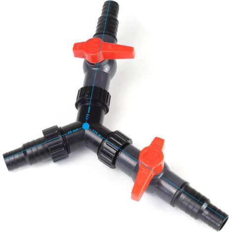 Y-distributeur 20/25mm pour Tuyau de bassin (3/4" / 1") valve réglage (1/5)