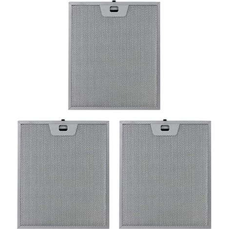Lot de 3 filtres à graisse en aluminium pour hotte aspirante - 300 x 250 mm - Argent - 5 couches de filtration métallique pour une séparation plus efficace des odeurs et des graisses - Remplacement (1/4)