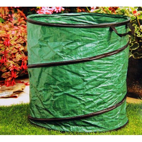 CESTO CESTINO RIFIUTI GIARDINO FOGLIE PLASTICA IMPERMEABILE CON MANICI 45x58 cm