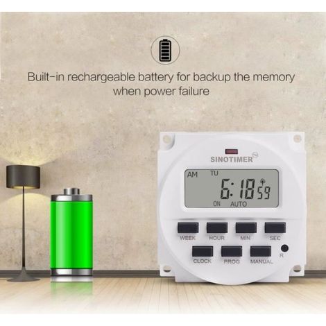 220V Minuterie SINOTIMER Hebdomadaire 7 Jours Programmable Contrôle Numérique Interrupteur 8 Réglage ON / OFF (1/4)