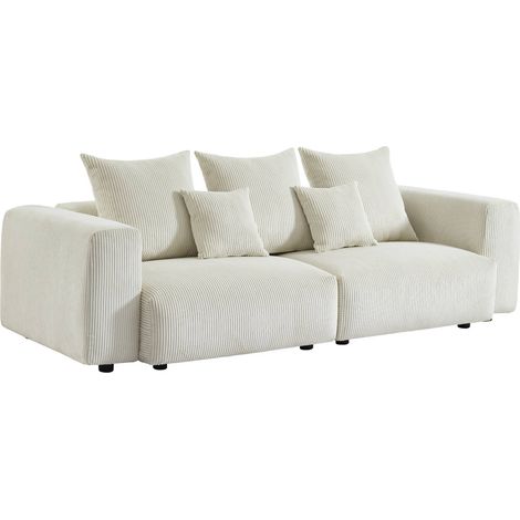 sweeek - 3-Sitzer-Sofa mit Breitcord-Bezug, Cord, Creme