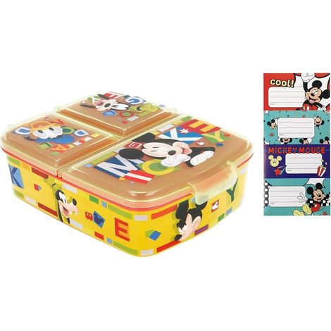 Brotdose Kinder Brotbox Fächer Unterteilung BPAfrei Mickey Mouse (1/5)