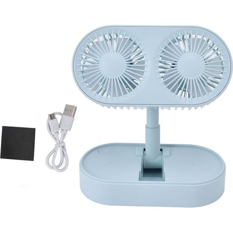 GARRYFIZH Double ventilateur de bureau, Double moteur, Angle de 135 ° réglable, trois niveaux, fonctionnement à faible bruit pour OfficeBlue (1/5)