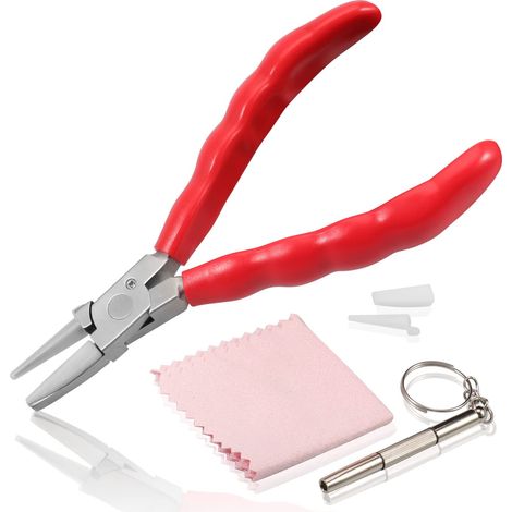 Pince à demi-ronde de 6 pouces en nylon pour réparation de lunettes avec tournevis et chiffon pour lunettes (1/5)