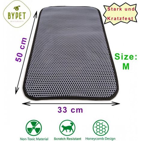 Katzenstreumatte, 33 cm x 50 cm, Streuunterlage, Wabenmuster, Katzentoilette, wasserdicht, doppellagig, Wabenmatte (grau) (Grey3350) (1/4)