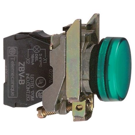 Schneider Electric – Voyant rond Ø22 vert IP66 LED intégrée 240V – Signalisation industrielle – Raccordement par vis-étrier – XB4BVM3