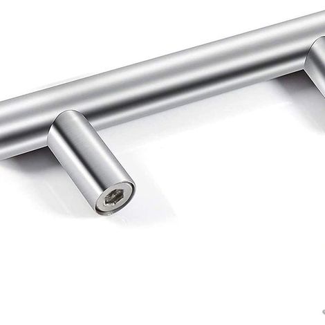10 poignées de porte en acier inoxydable argenté, poignées de meubles, entraxe de 64 mm (1/5)