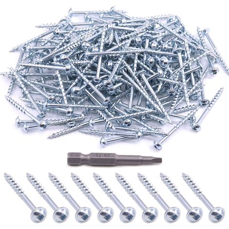 160 vis de poche de trou 20 x 5 cm, avec revêtement en zinc, filetage épais, pour bois et contreplaqué (filetage épais 8 x 2 pouces) (1/5)