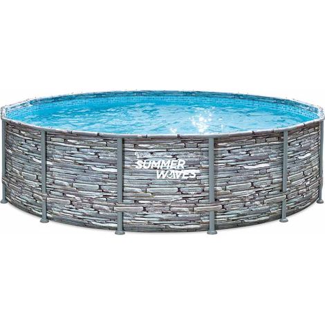Summer Waves Elite Frame Pool Aufstellpool rund Komplettset Steinoptik Ø 427x107 cm (1/2)