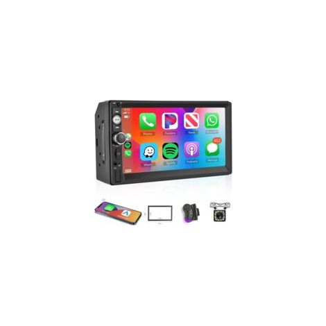 sans Fil Carplay Android Autoradio 2 Din, 7 Pouces HD Écran Poste Radio Voiture Bluetooth/Mirror Link/USB/AUX/FM Radio+Caméra De Recul