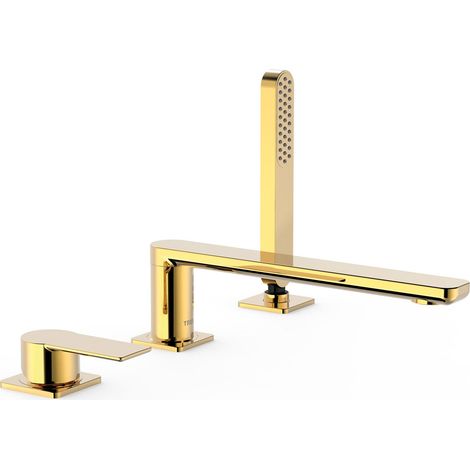 TRES 20016201OR LOFT Grifo Monomando para Borde De Bañera Color Oro 24K - ref: 20016201OR