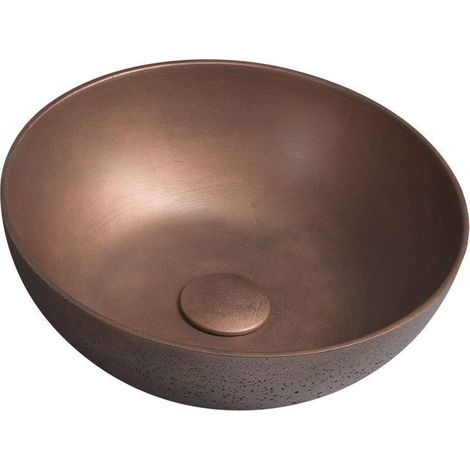 Sapho Formigo - Lavabo da appoggio, diametro 39 cm, senza troppopieno, senza foro per miscelatore, rame opaco FG320 (1/5)