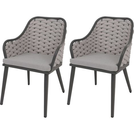 Lot de 2 chaises de jardin en aluminium HWC-O16, Outdoor Chair, Olefin (200 g/m2) Seilgefl (1/5)