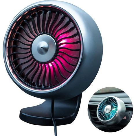 (Silberner) Autolüfter mit USB-Ausgang, farbigen Lichtern/Saugnapf, USB-Autolüfter (1/5)