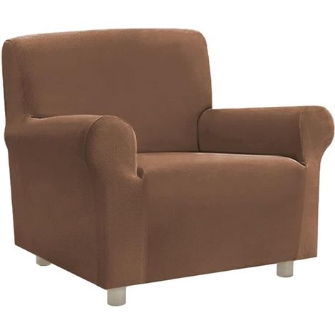 Copripoltrona Elasticizzato Universale Con Braccioli Copri Poltrona 100% Made In Italy - Marrone
