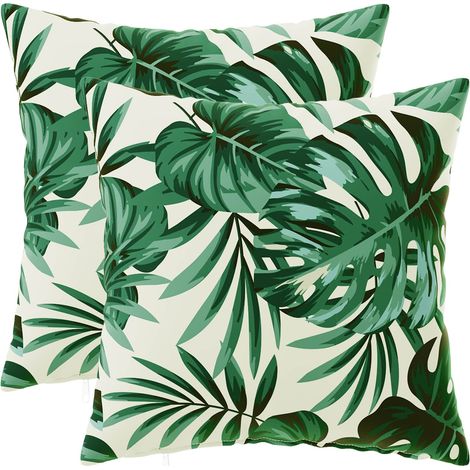 Cushion Cover 2 pcs HEERLEN Leaf Pattern 45 x 45 cm Polyester vidaXL