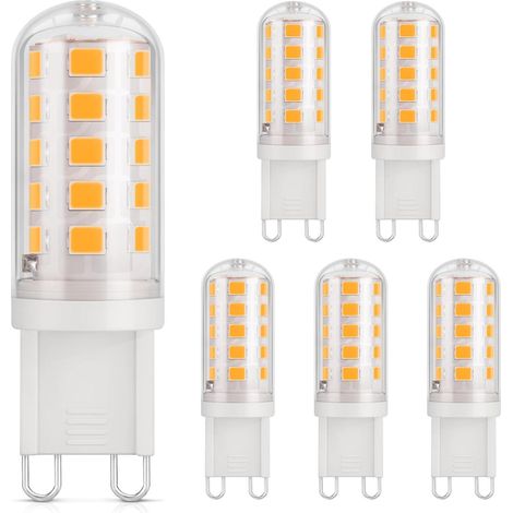 Ampoule LED G9 3.5W, équivalent 30W halogène,3000K, 380lm,Non-dimmable, Culot G9 Standard, 6 Pièces (1/3)