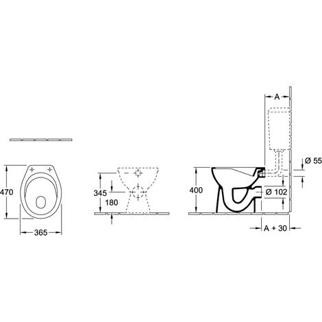 Villeroy & Boch 7619R0R1 CUV WC sans bride O.novo 360x460x395mm ov