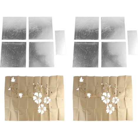 2 Sets Autocollants Miroir 3D Acrylique Fleur Innovants Décor Murale Salon pour Fond TV et Décoration Intérieure (1/5)